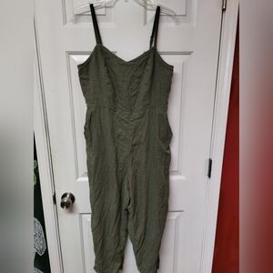 Olive Green Women's Linen Jumpsuit